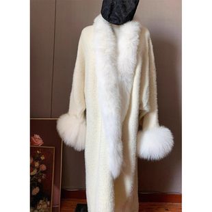 国风2024秋冬新款慵懒风贵妇军阀太太毛毛绒甜美修身长款大衣外套