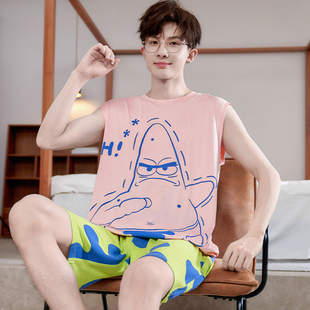 派大星男士睡衣夏季薄款莫代尔冰丝背心大童青少年初中学生家居服