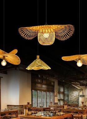 吊灯藤编吊民藤艺灯餐厅灯814灯竹编吊宿灯竹具艺灯麻绳吊灯