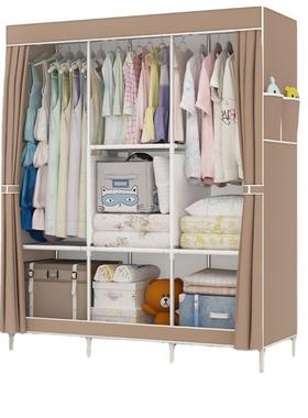 简易柜衣橱防布尘衣柜宿舍衣钢架加组合收纳布衣柜85635厂家固零