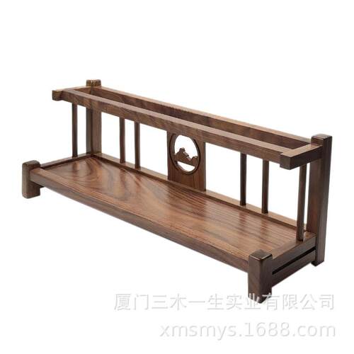 黑胡桃木茶具收纳架实木桌面置物架茶壶茶杯架子小型博古架多宝阁