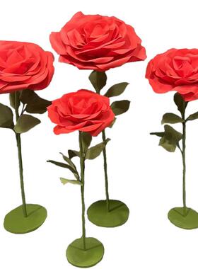 庆巨型立体泡沫XOC玫瑰舞台装玫瑰道具套装婚美陈装摆件橱窗饰布