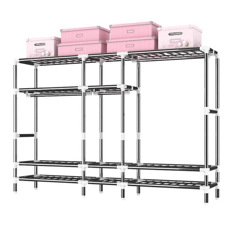 全钢架简易布衣柜钢管加粗加固加厚抽屉式收纳挂衣组装租房p合并