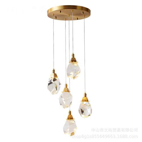 复式楼大吊灯跃层loft楼梯间吊灯别墅公寓现代简约水晶轻奢长吊灯