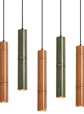 中式禅意茶室风吊灯东南亚餐酒店厅前台63316台灯简吧约竹节竹筒