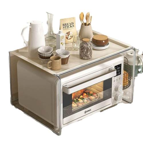 厨房微波炉电烤箱多功能台面收纳置物架家用ins风不锈钢烤箱支架