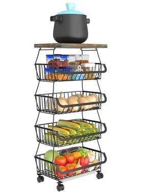 小推纳车蔬菜物架家置用厨房落地多层果水蔬菜菜篮Z-TC2102子收置