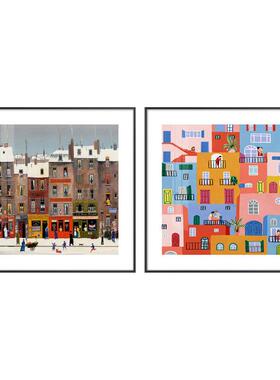 北欧约莫兰迪色艺简术关装饰画筑港湾卡通卧B-815室轻奢挂画建客