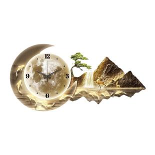 照金带钟表挂墙餐厅日装饰画创意挂钟饭餐桌厅时山钟MDF轻奢客厅