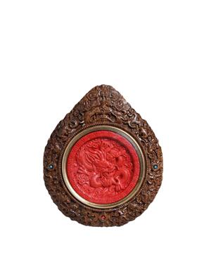 女202404工厂店件沉香木雕朱砂唐卡吊木质雕刻朱坠砂挂车载挂件男