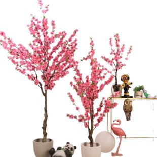 仿桃花树假植物盆栽客厅摆设装饰落地室景仿真桃花内生大盆真仿桃