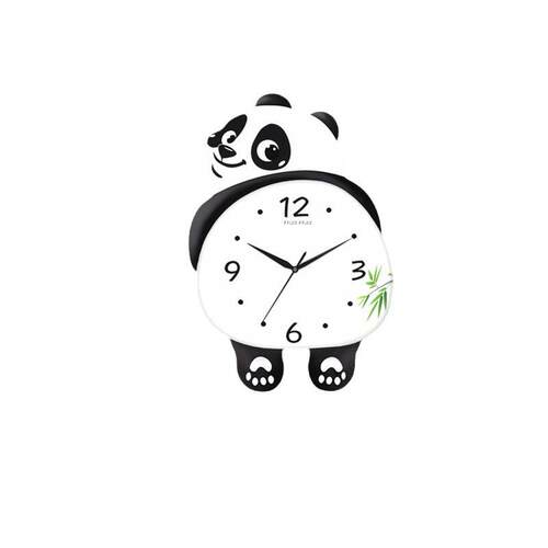 网红熊猫墙上挂钟客家厅用日历时钟创意石英静音挂表钟4PrR2G5W免