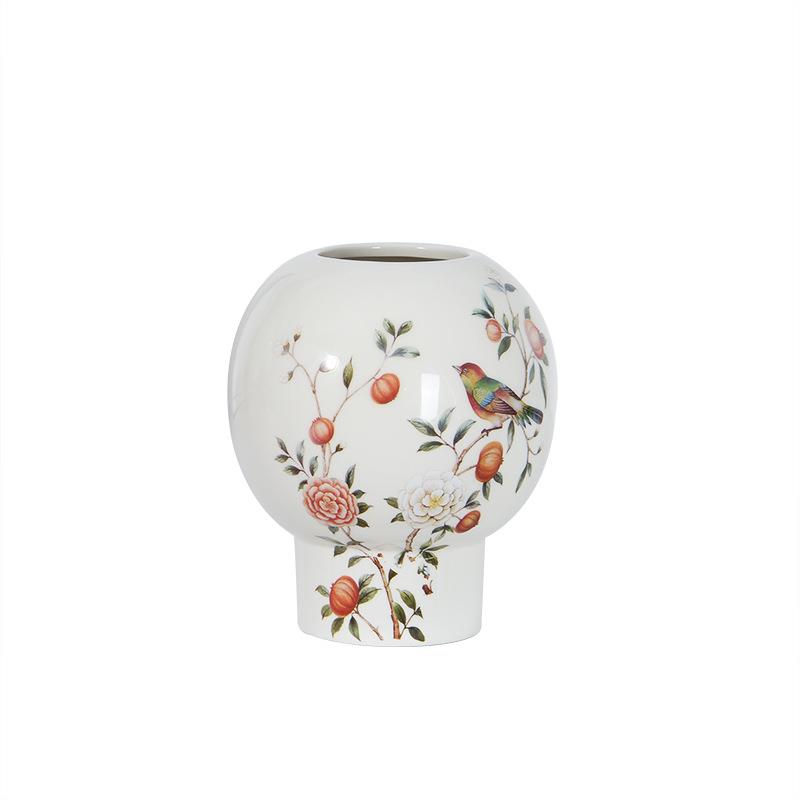 新中式陶瓷花瓶中国风田园花鸟插干花器瓶客厅优雅瓷器工艺品盆栽