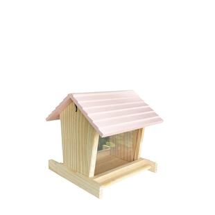 木制小鸟喂食器庭引别墅阳台挂悬院式防雨喂鸟器野外鸟窝布施鸟撒