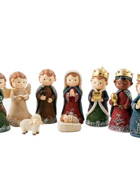 欧式圣诞节马槽人物组合摆件家居客厅橱窗轻奢装饰品聚会拍照道具