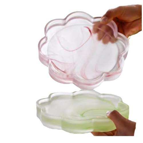 花瓣水晶玻璃壶承高端壶垫禅意干泡台托盘茶承日式单层茶具配件