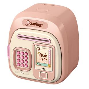 新款儿童创意存钱罐密码储罐电蓄ATM动自7604动卷钱机箱保险礼物