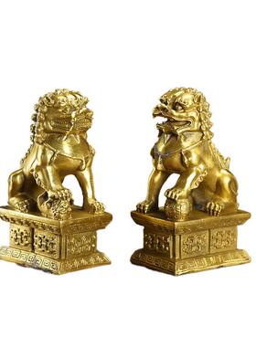 厂铜狮子摆件北京礼狮铜狮12摆家件一对铜器工艺品品