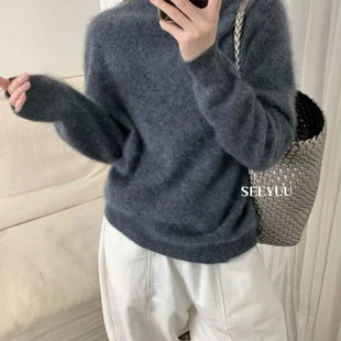 PJxyy299 羊毛拉绒 馨菲设计懒风套头加厚保暖毛衣 含100羊毛