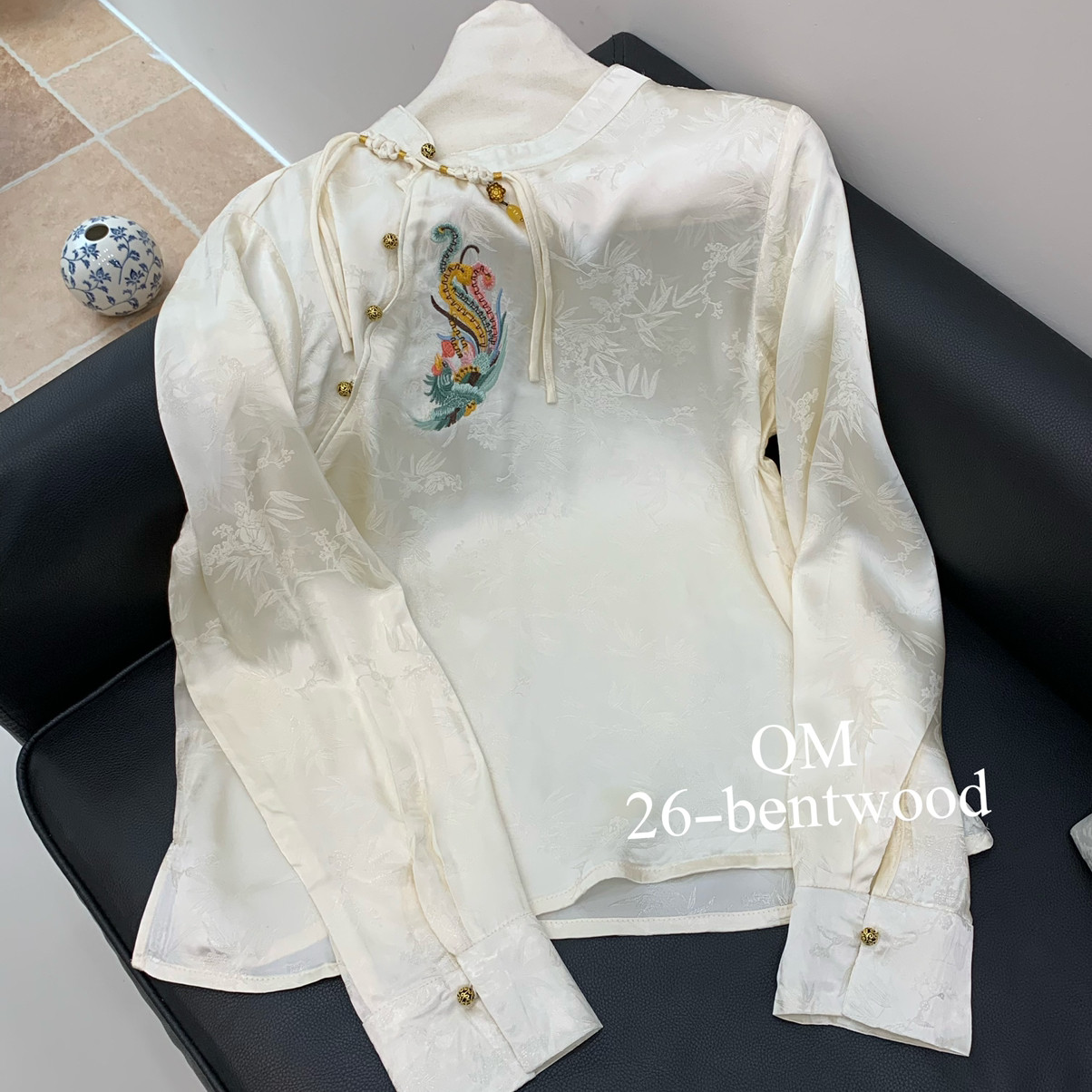 馨菲提花衬衣新款国风刺绣上衣高级感内搭衬衣小衫(人丝)CXch85,女装/女士精品,毛针织衫,淘宝优惠券,粉丝福利购,淘宝优惠卷