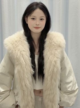 馨菲款派克服休闲舒适保暖羽绒服外套(配可拆卸真狐狸毛领)d1179
