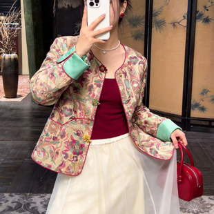 馨菲设计春款极简大牌老钱新中式人丝纳沙锦提花短外套YS1-t649