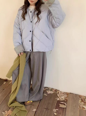 馨菲冬上新休闲百搭圆领单排扣保暖羽绒服外套25719