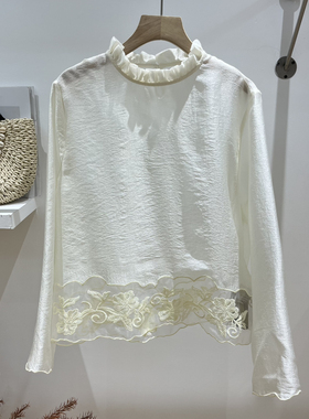 馨26年早春新中式甜美花边拼接国风小衫TDC-058