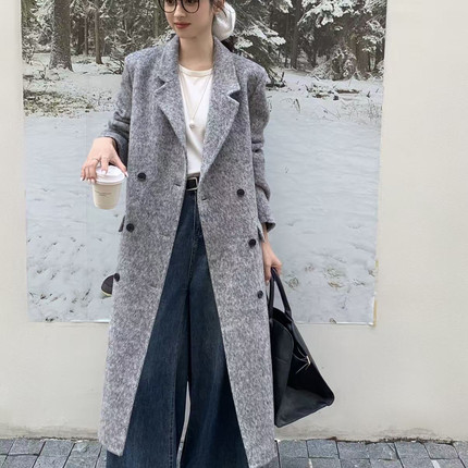 馨菲韩国高端大气双面长款过膝羊毛外套（含65.5绵羊毛）32140