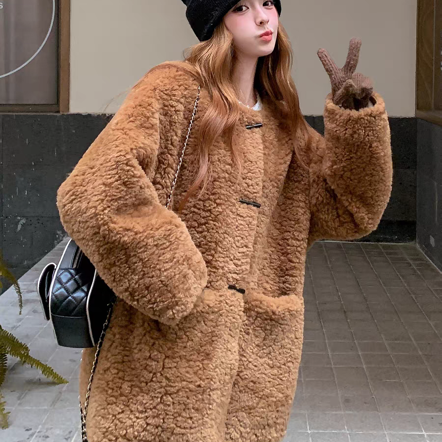 馨菲2025冬季新款简约气质毛绒圆领短外套2S088,女装/女士精品,时尚套装,淘宝优惠券,粉丝福利购,淘宝优惠卷