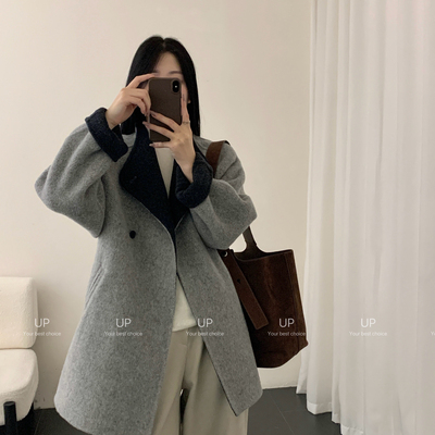 馨菲高品质大牌款韩系极简大牌轻熟风羊毛外套（含10羊绒）75863