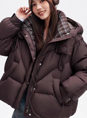 馨菲上新时尚休闲简约百搭连帽加厚保暖羽绒服外套25906