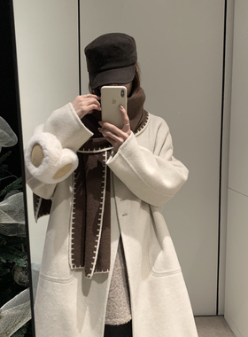 馨菲简高级感立领经典宽松显瘦藏肉羊毛外套（含70羊毛）122007W3