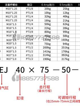 亚德客型 SEJ100xSEJ80xSEJ63X100X150X200-30-50-S 可调行程气缸