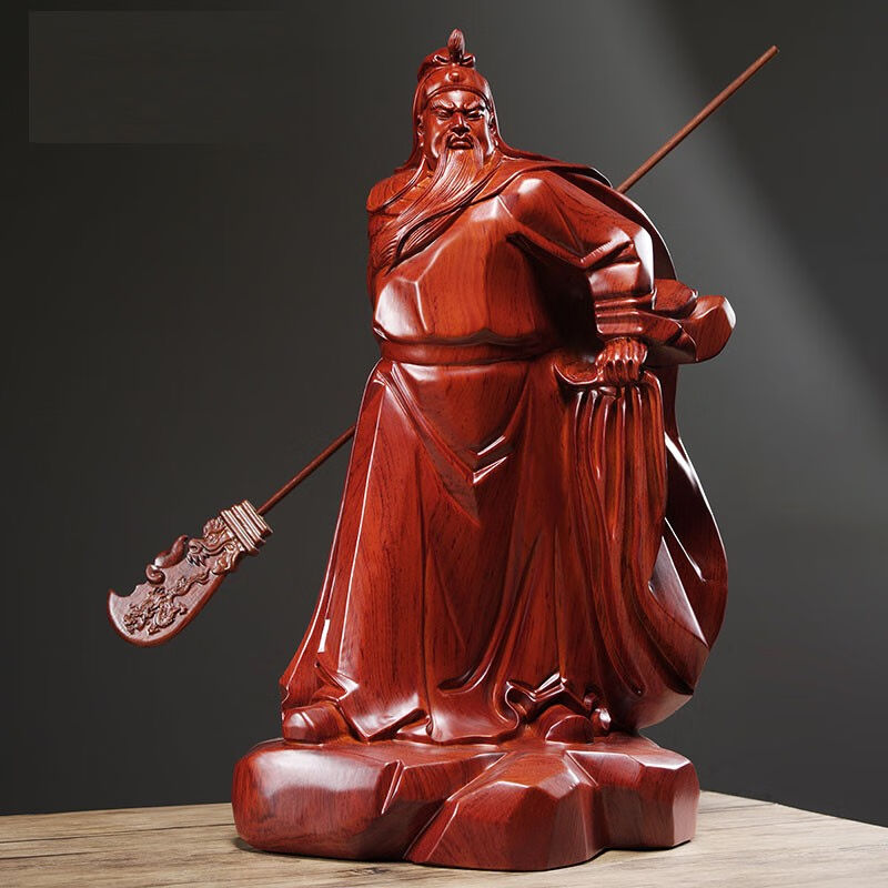 仙将花梨木关公摆件大号实木雕刻武财神关帝供奉公司大堂招财工艺