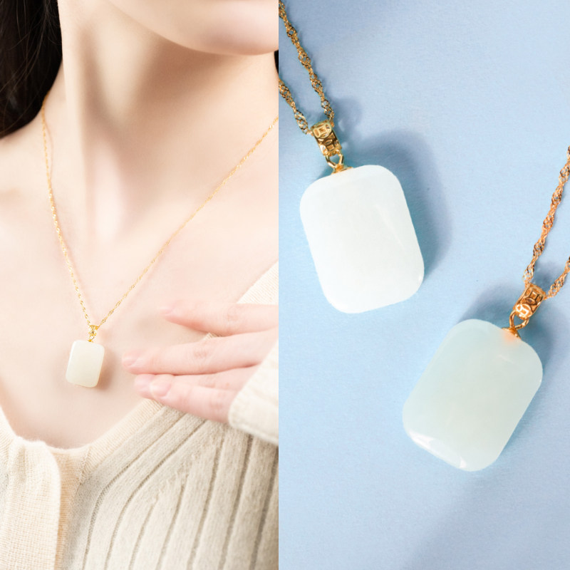 普陀山小帅新款时尚简约百搭气质和田玉无事牌(多样性发货)