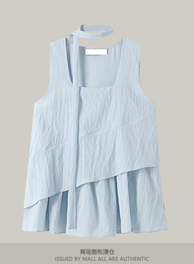 专柜独特漂亮洋气减龄时尚无袖小衫女夏绝美气质甜美度假背心上衣