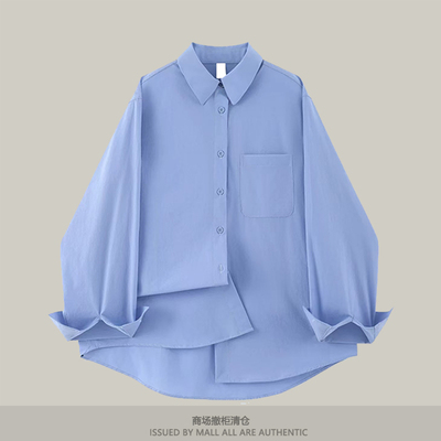 专柜新款春秋oversize慵懒松弛感翻领衬衫外搭上衣休闲防晒衣衬衫