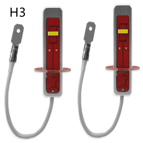 H3汽车大灯高亮H1聚光LED灯泡红版80W近光灯雾灯原装位12V24V小车