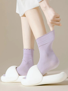 日系jk无骨中筒堆堆袜子女夏季薄款木耳花边ins潮网红百搭春秋韩