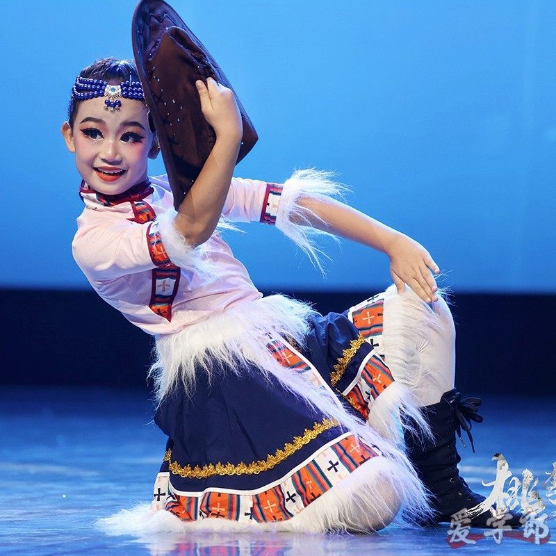 儿童藏族舞蹈演出服女童藏舞表演