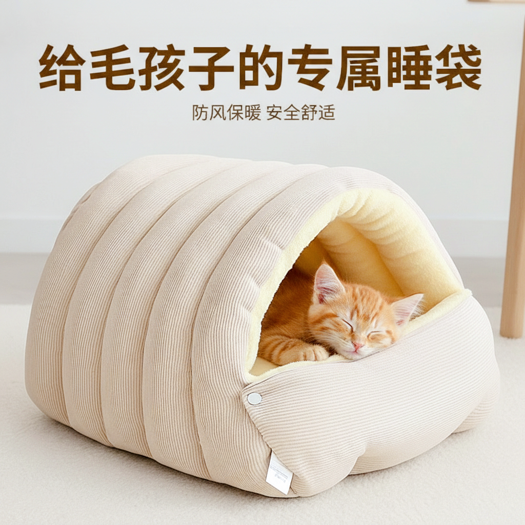 可拆洗加厚保暖封闭猫狗窝图片