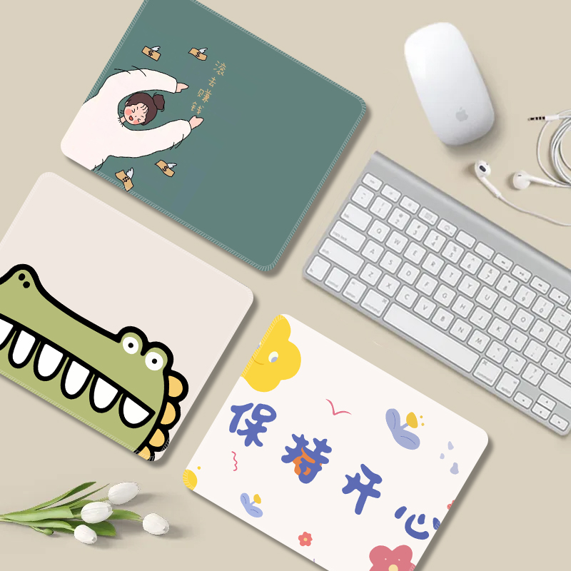 办公鼠标垫小号加厚家用滑鼠垫清新简约锁边可水洗定制方型桌垫