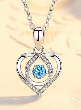 镀银跳动项链吊坠灵动配饰爱心情人节水滴心形饰品s925