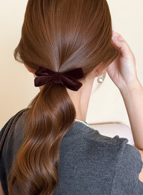 复古丝绒黑色蝴蝶结发夹女2025新款高级感扎高马尾发绳一字鸭嘴夹