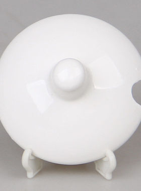 陶瓷调味盖子家庭厨房盐调料盒配件铁架小勺子挖孔款白色圆形