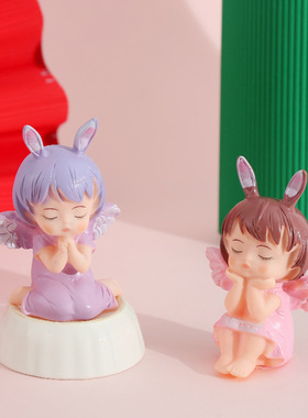 安妮宝贝儿童派对生日蛋糕装饰可爱卡通天使烘焙摆件diy手工编织