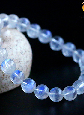 天然蓝月光石手链 4A5A6A晶体较好蓝光蓝月光石手串批发 蓝月光石