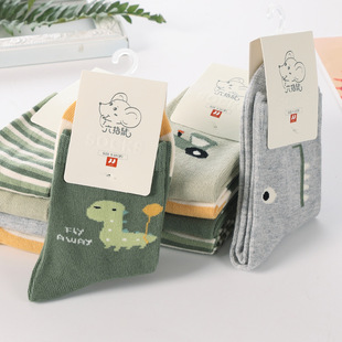 六指鼠秋冬季儿童长筒袜子男童女童中筒袜纯棉学生大童加厚高筒袜
