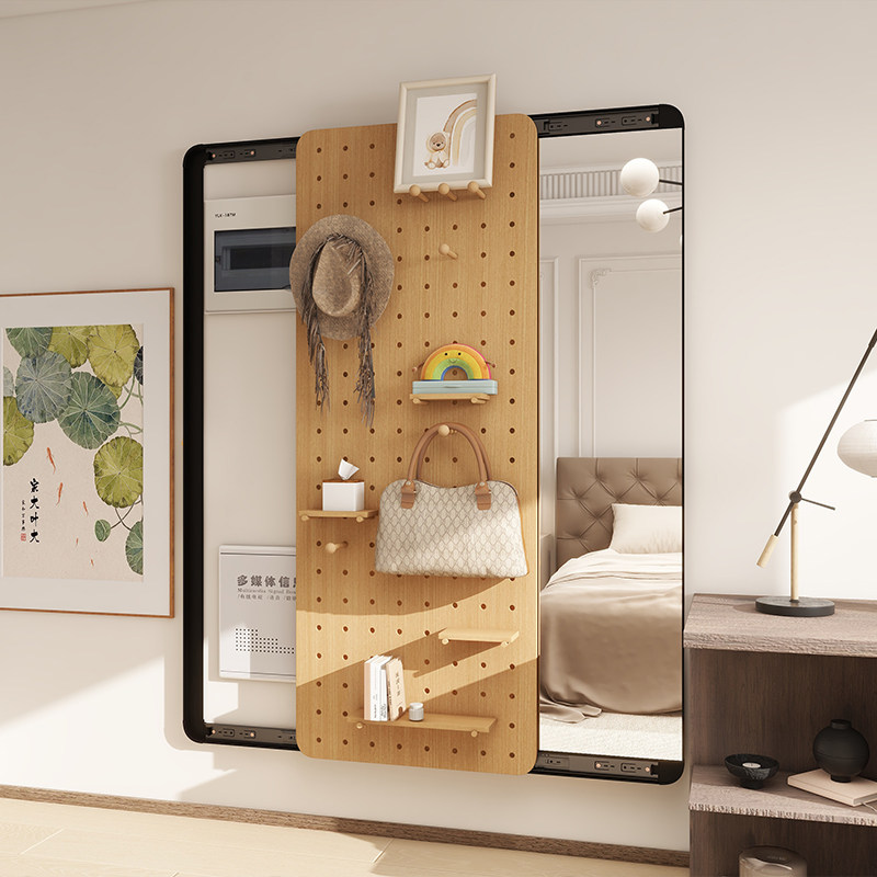 实木洞洞板遮挡电表箱置物架家用玄关隐藏式隐形推拉全身镜子,住宅家具,穿衣镜,淘宝优惠券,粉丝福利购,淘宝优惠卷